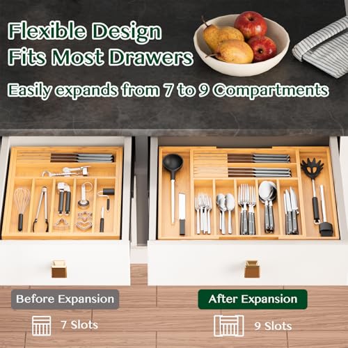 Dunruz-Bamboo-Expandable-Drawer-Organizer-for-Kitchen-Utensils-Adjustable-Silverware-Tray-with-9-Deep-Slots-for-Large-Spoons-Knives-Natural-Wood-Flatware-Caddy-for-Cutlery-Storage-Fits-13-20