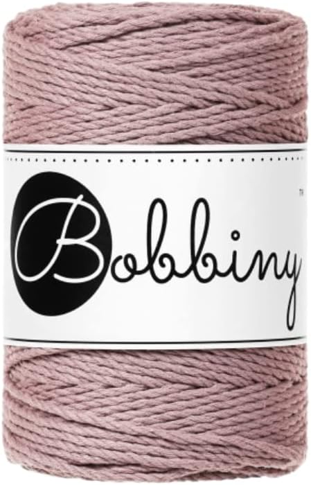Bobbiny Cordón de macramé para bebé de 0.059 in y 3 capas (malva), 108 yardas330 pies (100% algodón reciclado)
