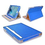 MOFRED® Blue & Tan Apple iPad Pro 7th Gen 12.9" (2015 and 2017 Versions) Leather Case-MOFRED®- Executive Multi Function Leather Standby Case for Apple New iPad Pro with Built-in magnet for Sleep & Awake Feature