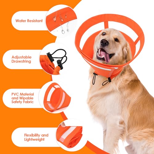 Image of SAWMONG Soft Cone for Dogs - Extra Large Dog Recovery Collar, Adjustable E-Collar to Stop Licking After Surgery (XL, Orange)