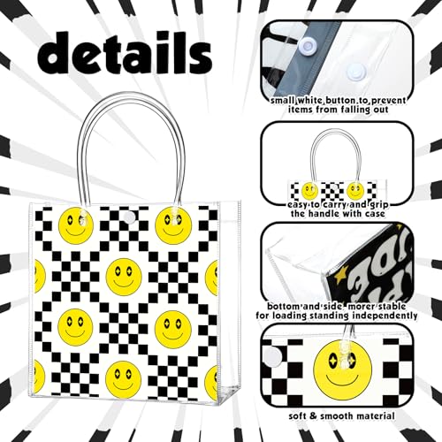Image of Teenyyou 24 Pcs One Happy Dude Clear Gift Bags with Handles One Happy Dude Party Favor PVC Goodie Treat Candy Tote Plastic Gift Bags for 1st Birthday Party Decor