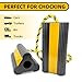 ROBLOCK Heavy Duty Rubber Dual Wheel Chocks, RV Non Slip Wheel Stoppers with Nylon Rope Yellow, Wheel Block for Travel Trailers, Aircraft, Car, Camper, Truck 1 Pair