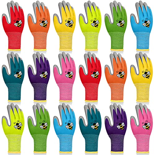 18 Pairs Kids Gardening Gloves Children Garden Glove Foam Rubber Coated Yard Work Gloves For Kids Toddlers Youth Boys Girls (Medium (Age 6-8)) #TOP29