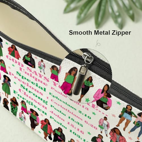 Inspirational Sorority Sister Christian Gifts for Women Makeup Bag Pink And Green Gift for Girls Best Friends Bestie Cosmetic Bag Greek Sorority Paraphernalia Friendship Graduation Christmas Birthday3