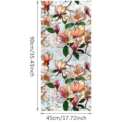 Image of XhuangTech Flower Sunroof Film Floral Rainbow Effect Static Clings Window Privacy Film Sun Protection Stained Glass Decals for Car Moonroof and Home (F834, 17.72 x 35.43 Inch)