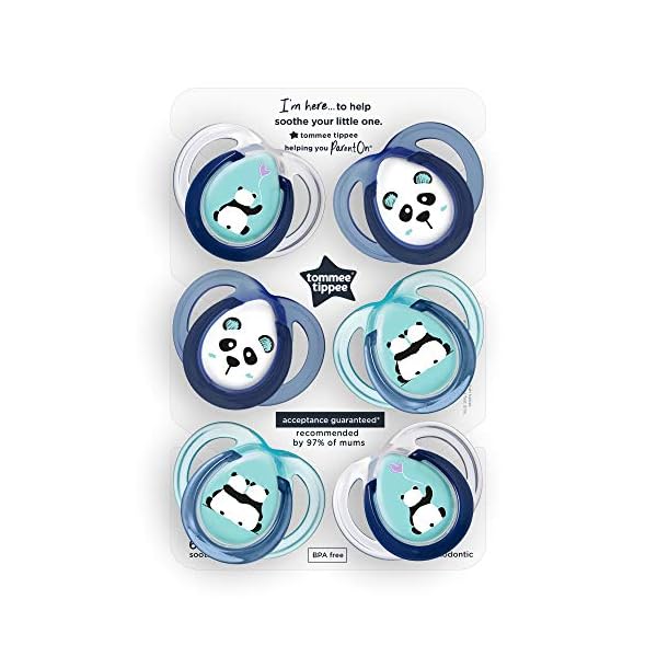 Tommee Tippee Anytime Schnuller, Symmetrische Kiefergerechte Form, BPA-freies Silikon, 0-6 Monate, 6er-Set – Bild 3
