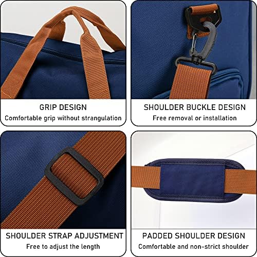 Durable Sports Tote Gym Bag with Shoe Pocket, Water Resistant Overnight Travel Tote Bag, Travel Duffel Bag With Three Ways to Carry (Navy Blue) 4 Durable Sports Tote Gym Bag with Shoe Pocket, Water Resistant Overnight Travel Tote Bag, Travel Duffel Bag With Three Ways to Carry (Navy Blue)