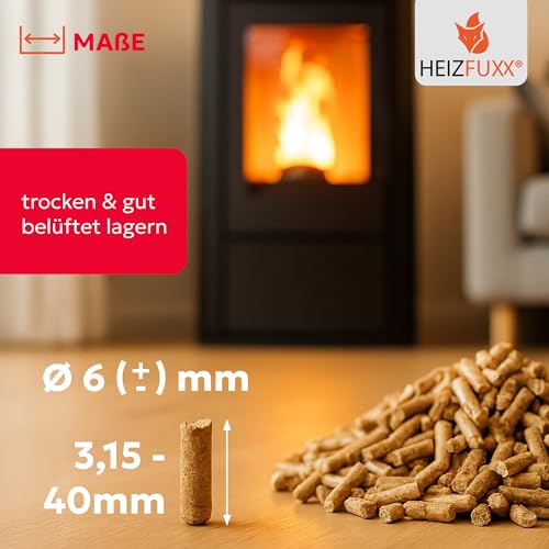 Holzpellets Red Palette 975 kg (65 x 15 kg)- 6mm Hartholz Pellets mit hohem Heizwert & geringem Ascheanteil- Premium Heizpellets als Sackware für Feuerrohr, Kamin, Ofen oder Grill-4