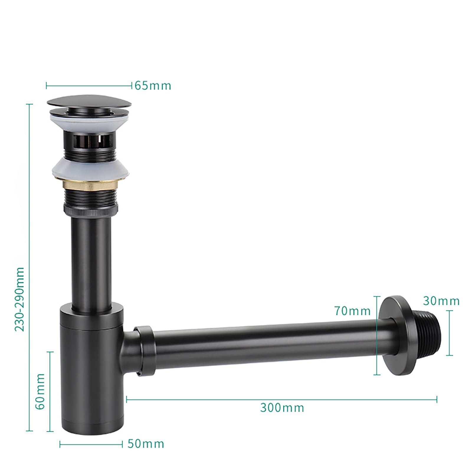 Sifon Lavabo con Válvula Click Clack Lavabo y Rebosadero Fregadero Kit de Desagüe,Anti-Odores Regulable en Altura Desague Lavabo para Baño y Aseo