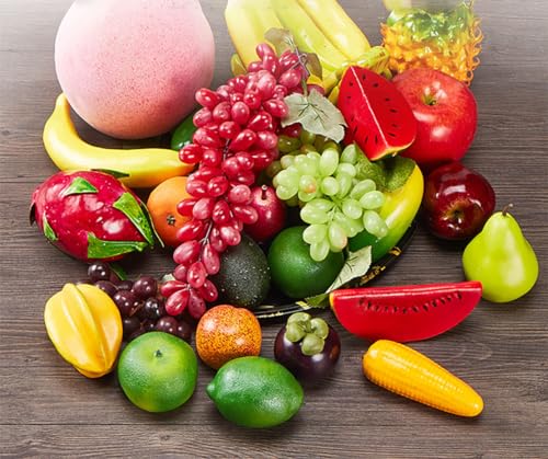 Image of Ulalaza 10PCS Fake Fruit Artificial Realistic Model Lifelike Decorative Foam Fruits & Vegetables for Hand Made Home, House Kitchen Party Decoration Desk Ornament