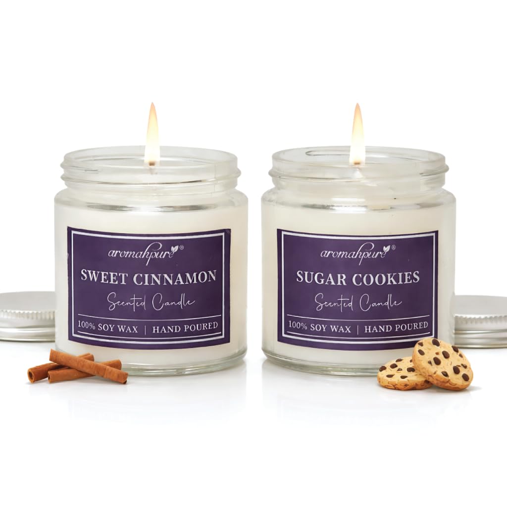 Aromahpure Scented Candles (55 Hours) (100% Soy Wax)- Handcrafted | Smoke-Free | Sweet Cinnamon- Cinnamon & Woody, Sugar Cookies- Sugary, Caramel & Vanilla Fragrance Candles for Home, IFRA Certified Aromahpure Scented Candles (55 Hours) (100% Soy Wax)- Handcrafted | Smoke-Free | Sweet Cinnamon- Cinnamon & Woody, Sugar Cookies- Sugary, Caramel & Vanilla Fragrance Candles for Home, IFRA Certified