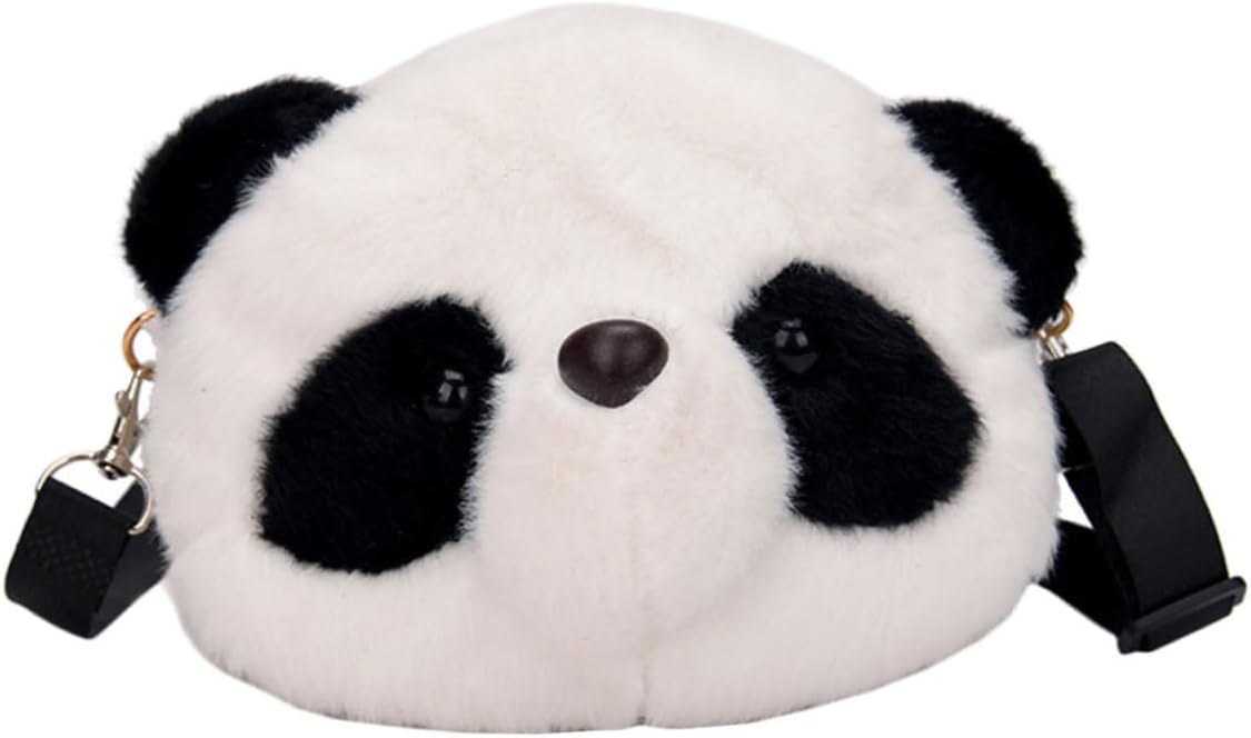 FOMIYES Panda Plush Crossbody Bag for Women Cute Cartoon Single-shoulder Storage Pouch for School Work Travel and Shopping Adorable Panda Shape Phone Bag