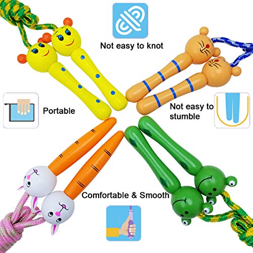 Sackorange 4 Pack Jump Rope With Wood Handles For Kids - Skipping Rope Great For Children And Students Outdoor Fun Activity, Party Favor , Recreation And Fitness Keeping Fit. #TOP3