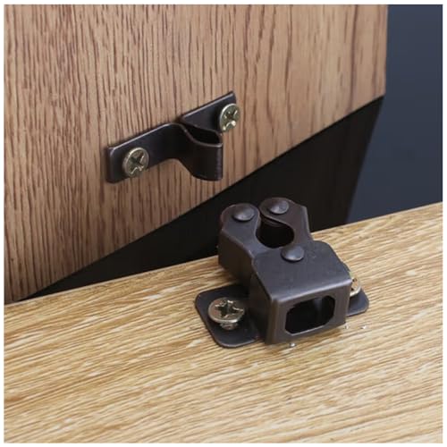 6 Pack Cabinet Latch - Double Roller Catch Hardware for Cupboard Closet Kitchen Cabinet Door Latches and RV Cabinet,Bronze