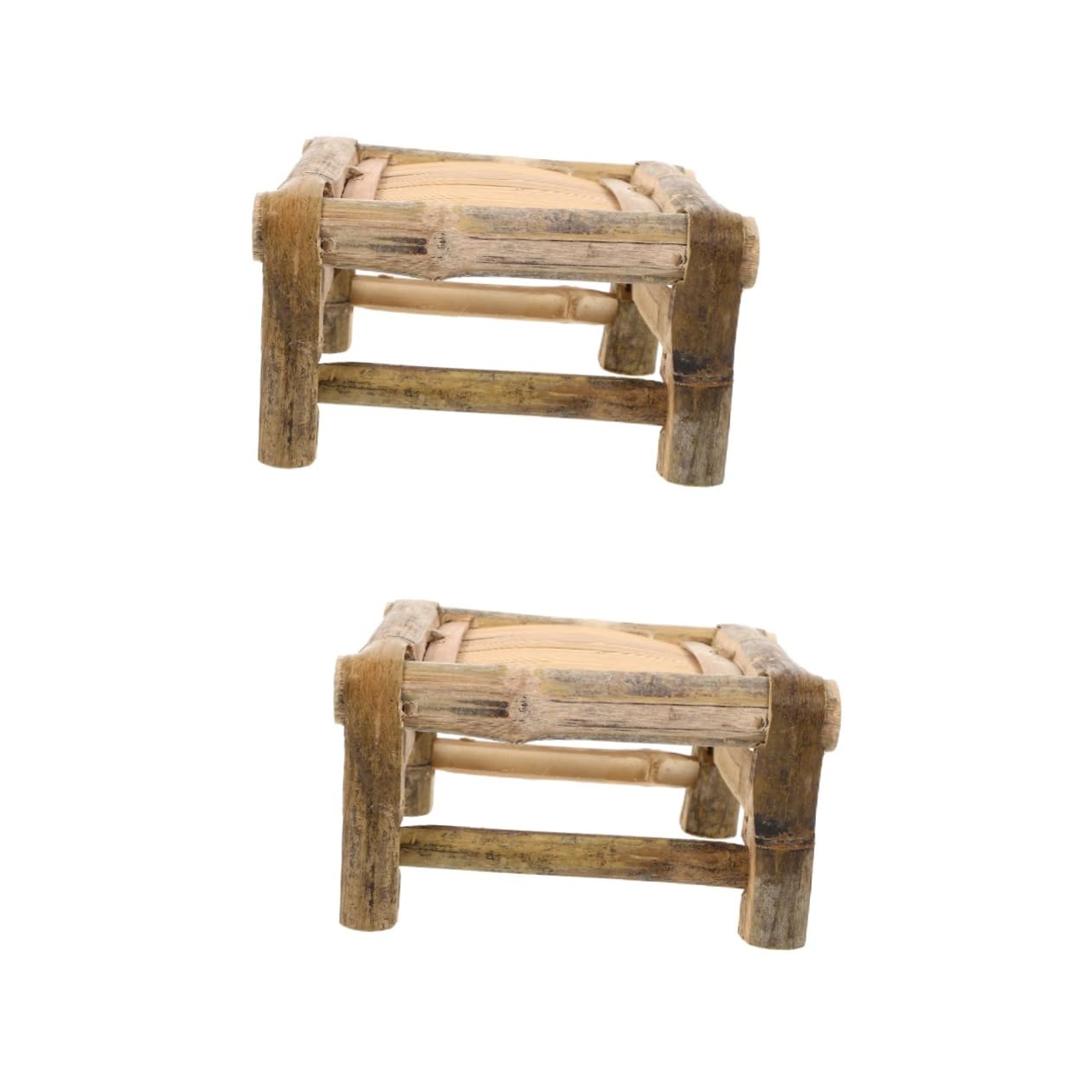 MAGICLULU 2 Taburetes De Bambú Taburetes para Pies Taburete Pequeño Taburete De Bambú Taburete De Baño Taburete Lindo Taburete para Sentarse Soportes para Plantas De Bambú Taburete