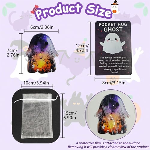 Pocket Hug Ghost - Niedlicher Geist als Emotional Support Glücksbringer, Halloween Deko & Positive Geschenkidee, Süßer Mini-Charm im Halloween-Thema (Ghost)