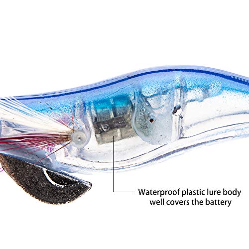 12g / 0.4oz Isca De Pesca Transparente Piscando Hard Lure com Squid Jigs Lure Anel Swivel Sinker Águ