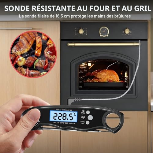 CIRYCASE Thermometre Cuisine à Double Sonde, Lecture Rapide & Écran LCD – vue 2