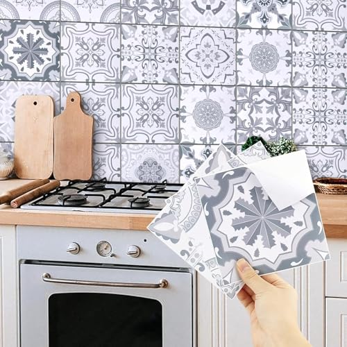 24 pegatinas autoadhesivas para azulejos, azulejos adhesivos cocina baño, baldosas adhesivas pared, azulejos de pared, para baño, cocina y baño (15 cm x 15 cm)