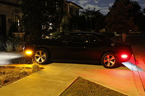 Ijdmtoy Smoked Lens Amber/Red Full Led Side Marker Light Kit Compatible With 2015-22 Dodge Challenger, Powered By Total 180-Smd Led, Replace Oem Sidemarker Lamps #TOP4