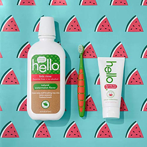 Hello 4346100175 Natural Watermelon Flavor Kids Fluoride Free Toothpaste And Mouthwash thumb #2