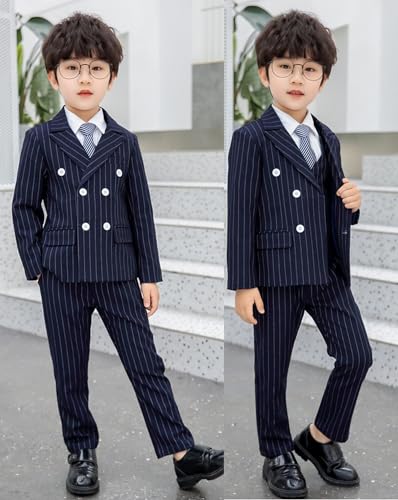 Costume rayé garçon 2 pièces Kromoc pour bal et mariage chic