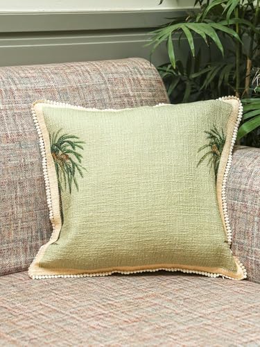 Image of Palm Stories Cushion Cover Set Decorative Pillow Cover & Throws for Living Room & Bedroom, Cushion Cover & Throws (Half Palm)