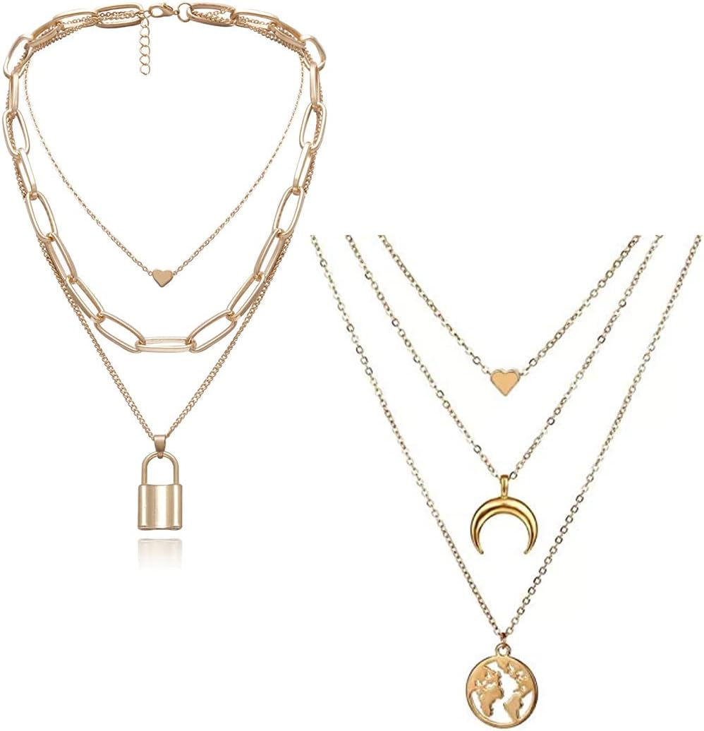 YouBellaJewellery Stylish Combo of Two Necklace Chains for Women and Girls (Gold) (YBNK_5919)