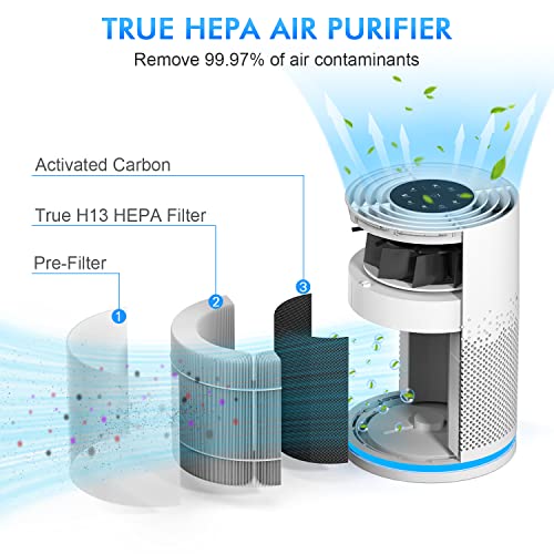 Stealth Air Purifier For Home, H13 True Hepa Filter, Covers Up To 323 Sq.ft, Remove 99.97% Of Airborne Particles Such As Smoke, Dust, Odors, Pets Hair In Bedroom, Desktop Air Purifiers, Jap230W #TOP1