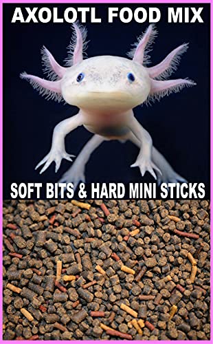 ABF Super Axolotl Food Mix, 3.2 & 4.0 Soft BITS & 4 Mini Hard Sticks,ABF119 (Mini BLOODWORM,Soldier Fly Larve Sticks BLACKWORM, 5oz) - Heat Sealed for Freshness- 24HR Ship