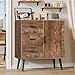 Iwell Storage Cabinet with 3 Drawers & Adjustable Shelf, Mid Century Cabinet with Door, Accent Cabinets for Living Room, Home Office, Entryway, Rustic Brown