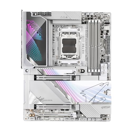 Image of GIGABYTE X870E AORUS Master X3D ICE AMD AM5 LGA 1718 ATX Motherboard, Supports AMD Ryzen 9000 /8000 /7000 Series Processors, DDR5, 18+2+2 Power Phase, 5X M.2, PCIe 5.0, WIFI7, 10GbE, 5-Year Warranty