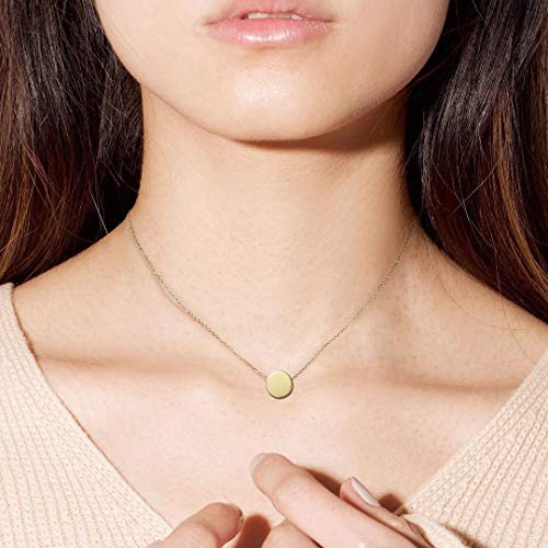 Carleen Solid Real 14K Yellow Gold Tiny Dot 6Mm Round Small Cute Simple Coin Necklace Pendant Minimalist Dainty Everyday Fine Jewelry Valentines Gifts For Women Girls Teens, 16+2 Extender Gold Chain #TOP3