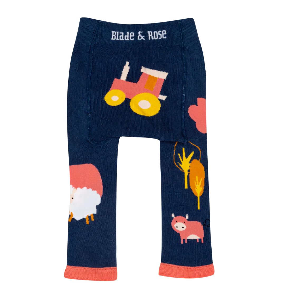 Blade & Rose Unisex Blue/Pink/Yellow | Meadow Farmyard Leggings | Clothing For Babies & Toddlers 0-6 Months |