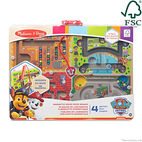 Melissa & Doug Paw Patrol Wooden 4-In-1 Magnetic Wand Maze Board - Activity Game, Travel Toys For Kids Ages 3+ - Fsc-Certified Materials #TOP5