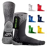 LUX Sports Soccer Grip Socks - Unisex Ankle-High US 6-11, Black - DualGrip Cleat Fit For Football, Baseball & Rugby - Moisture-Wicking Compression & Anti Slip
