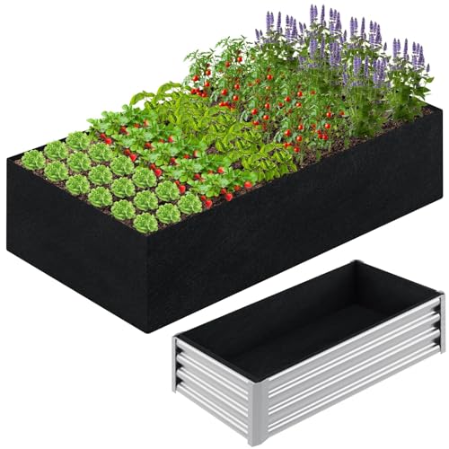 6x3x2ft Fabric Raised Garden Bed liner for Planter Raised Beds, Garden Grow Bed Bags to Grow Vegetables, Flowers, Fruits, Herbs, and Succulents, Rectangle Planting Container for Outdoor, 269 Gallon