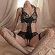 Dessous Damen Sexy Unterwäsche für Frau mit Schleife Sehr Sexy Reizwäche Body Dessous Set Damen Bodysuit Tiefer V-Ausschnitt Reizwäsche One Piece Lingerie Negligee (Style B, Schwarz, Einheitgroß)