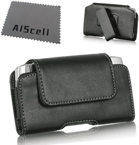 for HTC ONE M8 HIGH END Black Sideways Leather Flap CASE Pouch Swivel Belt Clip Holster ~ fits The Phone + Slim Protective Cover/Silicone/Hybrid case on ~ (by All_Instore)