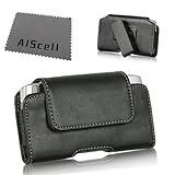 For HTC ONE M8 (2014 version) HIGH END BLACK SIDEWAYS LEATHER FLAP CASE POUCH SWIVEL BELT CLIP HOLSTER (fits the Phone + / hybrid / protective / Silicone case on) (By All_Instore)