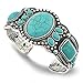 Jianxi Women's Antique Rgentium Plated Base Heart Compressed Turquoise Bracelet Cuff Bangle Fashion Jewelry …