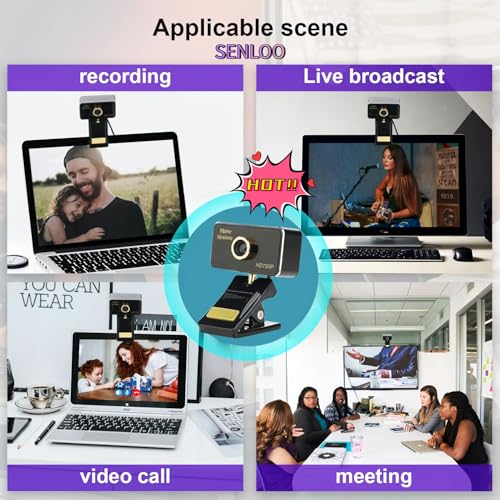SENLOO Webcam HD para PC - Câmera de computador - Webcam USB 720P com microfone - Câmera Web para co