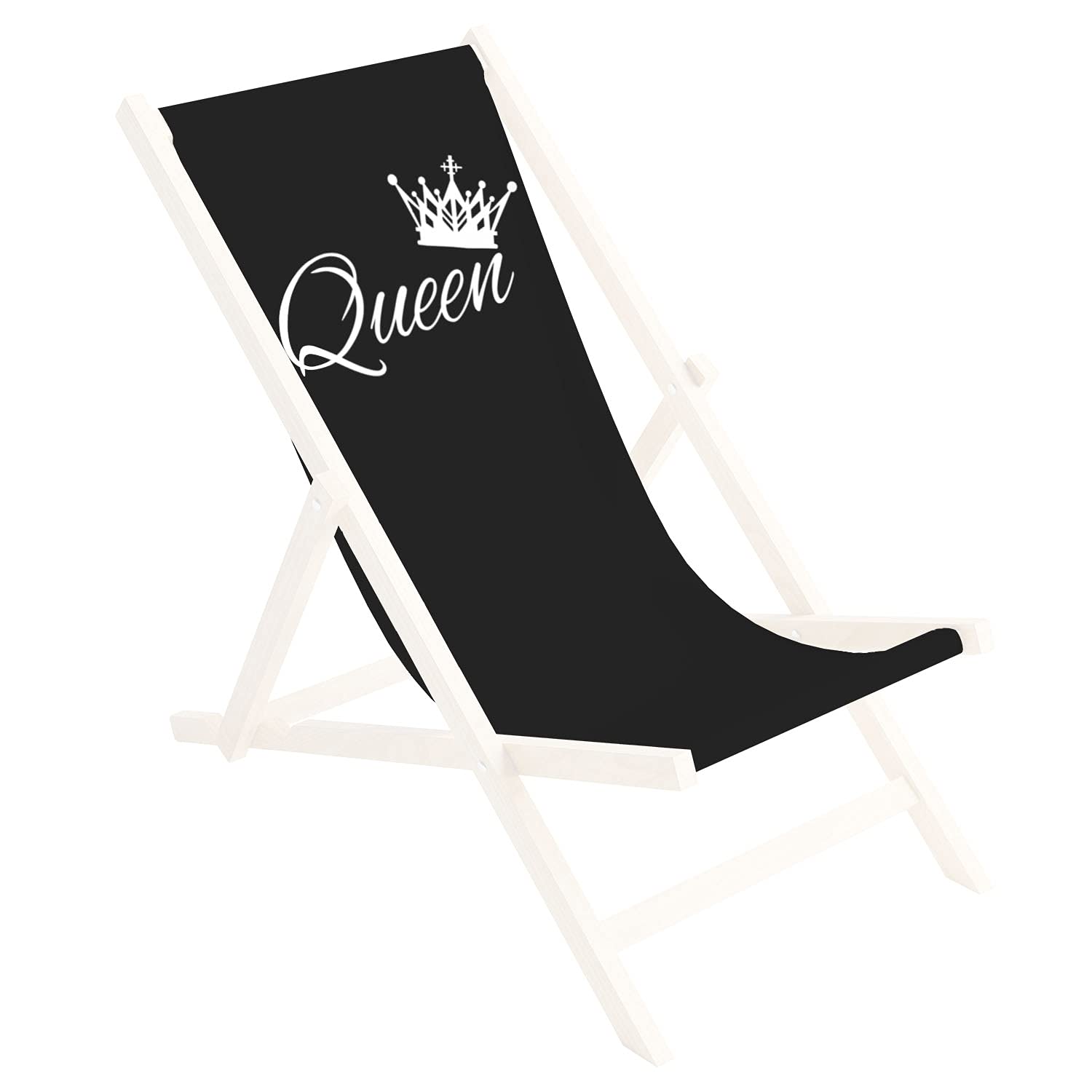 Ferocity Deck Chair Fabric Replacement Cover 131x44 cm Canvas Seat Cover Patio Lounge Garden Chairs Easy to install, Black Queen [119]