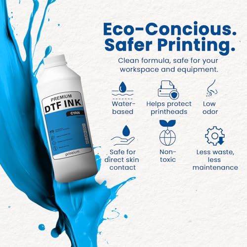 Image of DTF Ink Cyan 33.8 fl oz (1000ml) | High Opacity Clog-Free Formula | Compatible with ET8550 L1800 XP600 I3200 4720 XP15000 & All Printheads | Reliable Color Accuracy & Smooth Flow