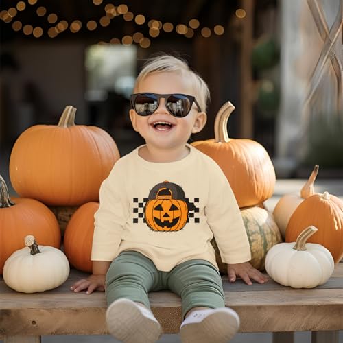 KEKEMI Halloween Sweatshirt for Toddler Boys Pumpkin Dude Sweatshirts Spooky Season Outfit Retro Long Sleeve Shirt Fall Tops2