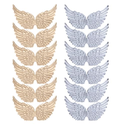 Image of GALPADA Angel Wing Patches Lightweight Embossed Fabric Wings Sew on Appliques 24pcs for Bags and Leather for DIY Crafts and Decorative Accessories