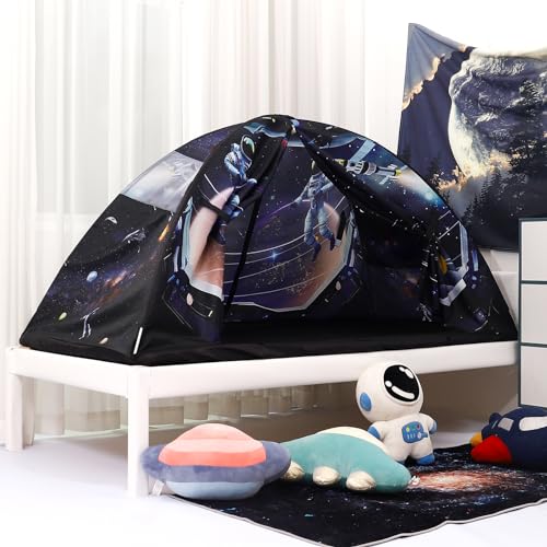 Image of Kid Bed Tent -Twin Play Tent Dream Playhouse for Bedroom Decor Indoor Games Twin Size Bed Canopy by CRAWLBO
