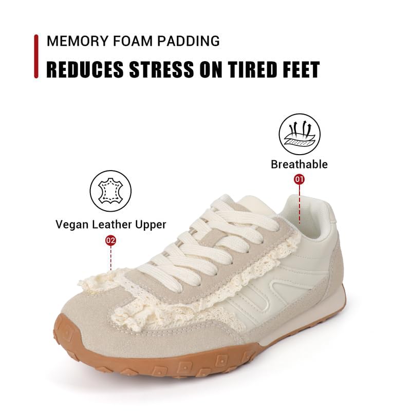 Image of Sneakers for Women Retro Fashion Trendy Sneakers with Foam Insole Casual Shoes for Walking Tennis Classic Non-Slip Comfort Shoes