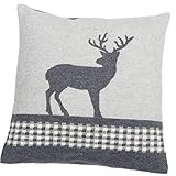 modernes Kissen mit Hirsch-Motiv und Karo-Details