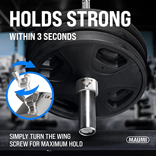 Barbell Clamp Exercise Collar Clips For Olympic Weight Plates 2 Inch Out Of Stainless Steel Iron Metal For Securing Weightplates During Weightlifting, Crossfit, Training An Lifting With Wing Screw #TOP3